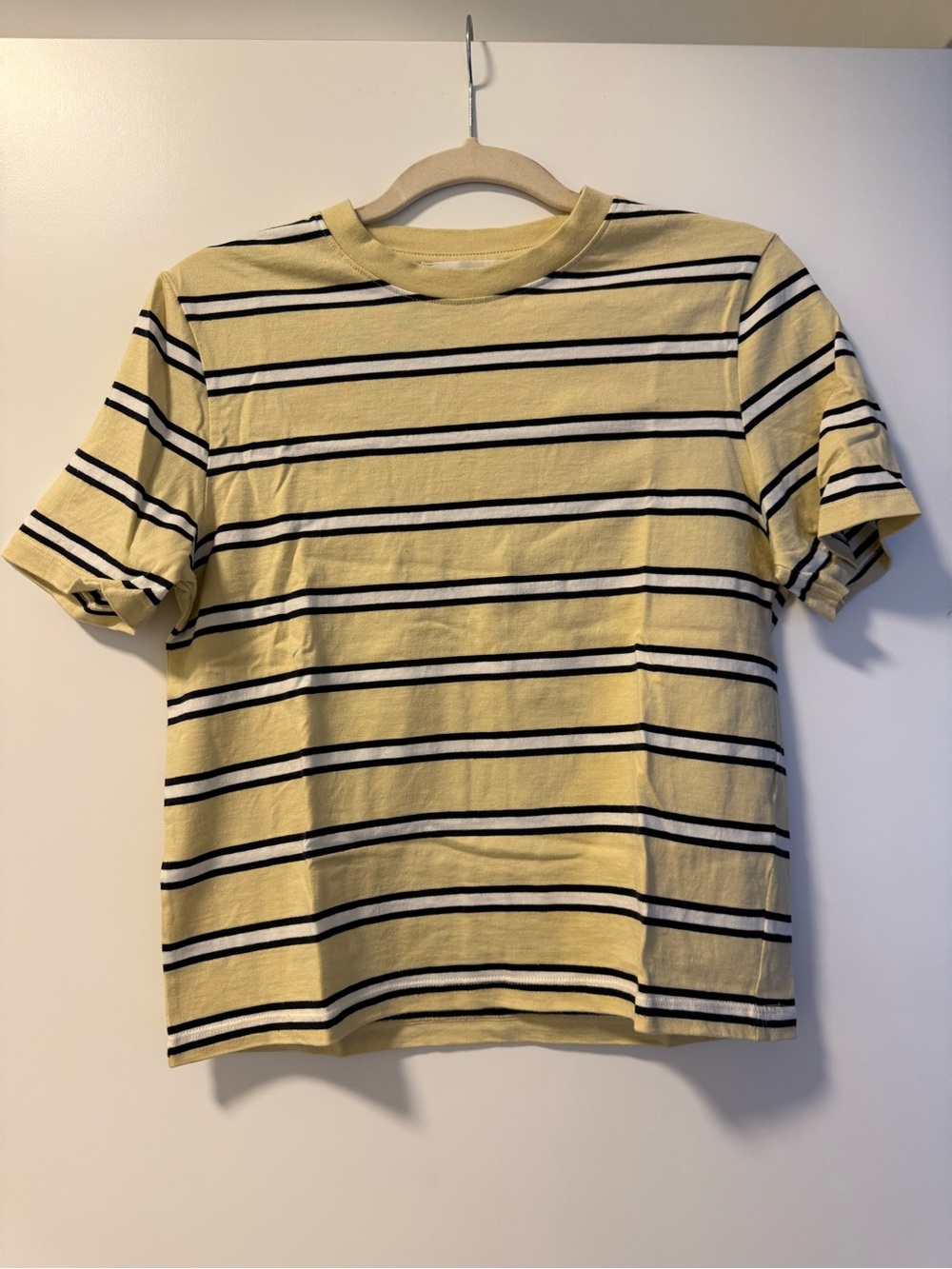 Mango Yellow Short-Sleeve Striped Crewneck Tee